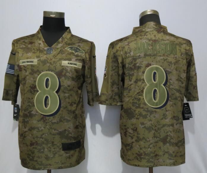 Men Baltimore Ravens #8 Jackson Nike Camo Salute to Service Limited NFL Jerseys->detroit lions->NFL Jersey